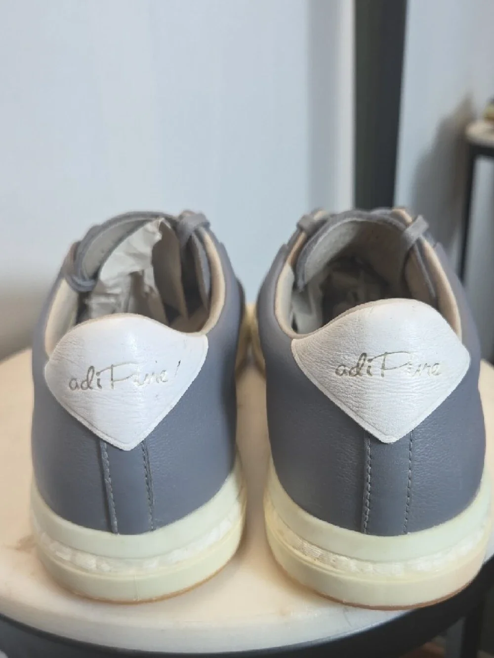 adidas Adi Pure Men's Grey Leather Golf Sneakers with Cream Sole Size 9
